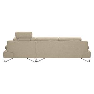 Ecksofa Silvano Webstoff Beige - Longchair davorstehend rechts - mit 1 Kopfstütze