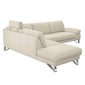 Ecksofa Silvano I Webstoff Webstoff - Beige - Longchair davorstehend links - Mit Kopfstütze