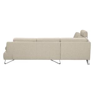 Ecksofa Silvano I Webstoff Webstoff - Beige - Longchair davorstehend links - Mit Kopfstütze