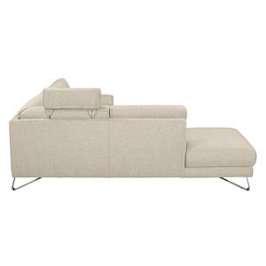 Hoekbank Silvano I geweven stof - Beige - Longchair vooraanzicht links - Met hoofdsteun