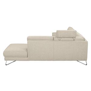 Hoekbank Silvano I geweven stof - Beige - Longchair vooraanzicht rechts - Met hoofdsteun