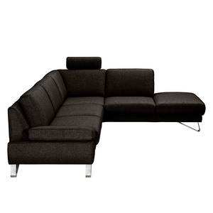 Ecksofa Silvano I Webstoff Webstoff - Braun / Schwarz - Longchair davorstehend rechts - Ohne Kopfstütze