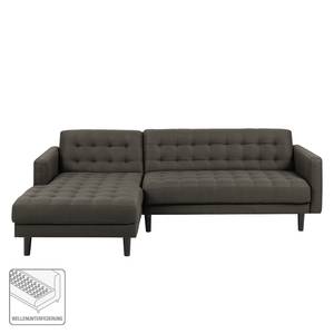 Ecksofa Sindi Webstoff - Braungrau - Longchair davorstehend links