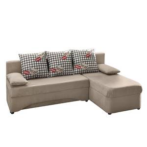 Ecksofa Siralo (mit Schlaffunktion) Microfaser Beige - Longchair beidseitig montierbar