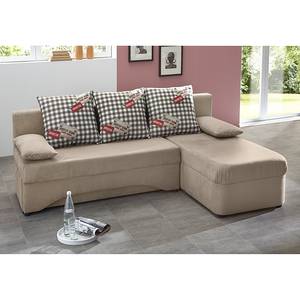 Ecksofa Siralo (mit Schlaffunktion) Microfaser Beige - Longchair beidseitig montierbar