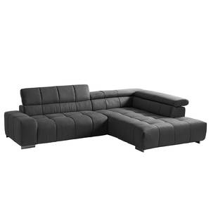 Ecksofa Sirius Webstoff Basalt - Ottomane davorstehend rechts