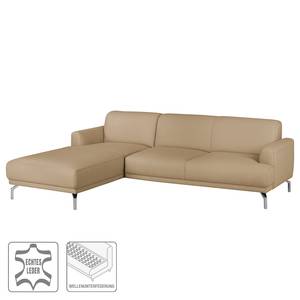 Ecksofa Sisto I Echtleder Echtleder - Sand - Longchair davorstehend links