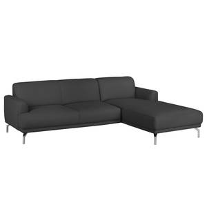 Ecksofa Sisto II Echtleder Echtleder - Anthrazit - Longchair davorstehend rechts