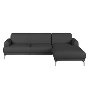 Ecksofa Sisto II Echtleder Echtleder - Anthrazit - Longchair davorstehend rechts