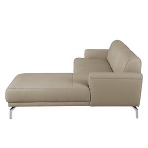 Ecksofa Sisto II Echtleder Taupe - Longchair davorstehend rechts