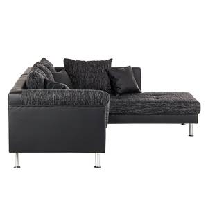 Ecksofa SitCom Kunstleder/Strukturstoff Schwarz - Longchair davorstehend rechts