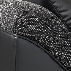 Canapé d'angle SitCom Imitation cuir / Tissu structuré - Noir - Méridienne courte à droite (vue de face)