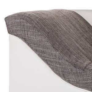Canapé d'angle SitCom Imitation cuir / Tissu structuré - Blanc / Gris - Méridienne courte à droite (vue de face)