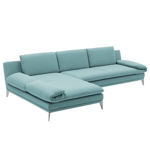 Ecksofa Smoky Bay Webstoff - Babyblau - Longchair davorstehend links - Keine Funktion