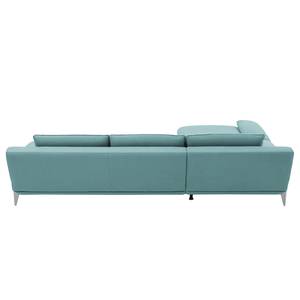 Ecksofa Smoky Bay Webstoff - Babyblau - Longchair davorstehend links - Armlehne verstellbar