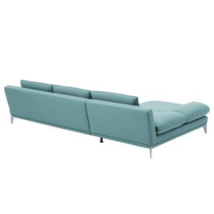 Ecksofa Smoky Bay Webstoff - Babyblau - Longchair davorstehend links - Armlehne verstellbar