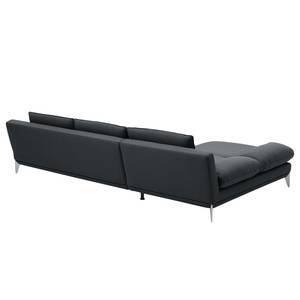 Ecksofa Smoky Bay Webstoff - Dunkelgrau - Longchair davorstehend links - Keine Funktion