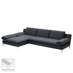 Ecksofa Smoky Bay Webstoff - Dunkelgrau - Longchair davorstehend links - Armlehne verstellbar