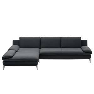 Ecksofa Smoky Bay Webstoff - Dunkelgrau - Longchair davorstehend links - Armlehne verstellbar