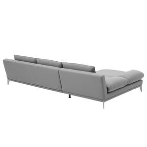 Ecksofa Smoky Bay Webstoff - Platin - Longchair davorstehend links - Armlehne verstellbar