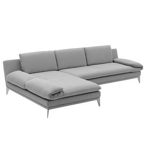 Ecksofa Smoky Bay Webstoff - Platin - Longchair davorstehend links - Armlehne verstellbar