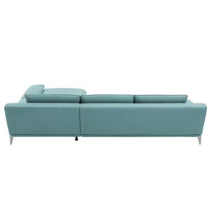 Ecksofa Smoky Bay Webstoff - Babyblau - Longchair davorstehend rechts - Armlehne verstellbar