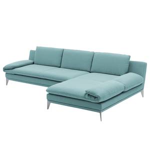 Ecksofa Smoky Bay Webstoff - Babyblau - Longchair davorstehend rechts - Armlehne verstellbar