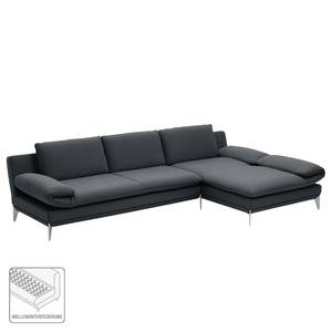 Ecksofa Smoky Bay Webstoff - Dunkelgrau - Longchair davorstehend rechts - Keine Funktion