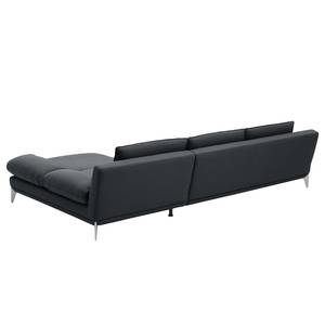 Ecksofa Smoky Bay Webstoff - Dunkelgrau - Longchair davorstehend rechts - Keine Funktion