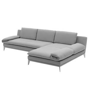 Ecksofa Smoky Bay Webstoff - Platin - Longchair davorstehend rechts - Keine Funktion