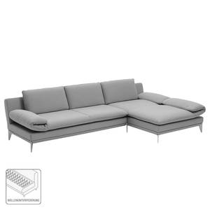 Ecksofa Smoky Bay Webstoff - Platin - Longchair davorstehend rechts - Armlehne verstellbar