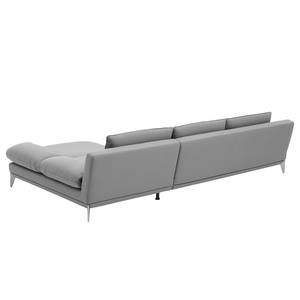 Ecksofa Smoky Bay Webstoff - Platin - Longchair davorstehend rechts - Armlehne verstellbar