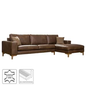 Ecksofa Smola Echtleder Braun - Longchair davorstehend rechts