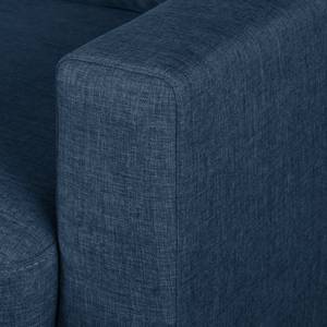 Hoekbank SOLA met chaise longue Stof Luba: Jeansblauw - Longchair vooraanzicht links - Met slaapfunctie
