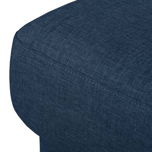 Canapé d’angle SOLA Tissage à plat - Tissu Luba: Bleu jean - Méridienne courte à droite (vue de face) - Avec fonction couchage