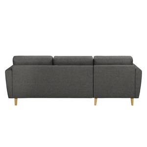 Ecksofa SOLA mit Longchair Webstoff Luba: Basalt - Longchair davorstehend links - Mit Schlaffunktion