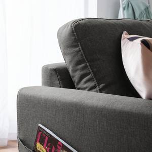 Ecksofa SOLA mit Longchair Webstoff Luba: Basalt - Longchair davorstehend links - Mit Schlaffunktion