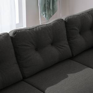 Ecksofa SOLA mit Longchair Webstoff Luba: Basalt - Longchair davorstehend links - Mit Schlaffunktion