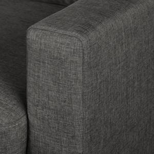 Hoekbank SOLA met chaise longue Stof Luba: Basalt - Longchair vooraanzicht links - Met slaapfunctie