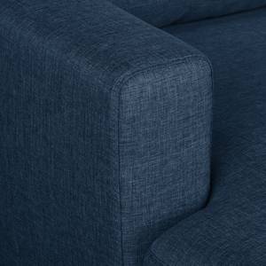 Ecksofa SOLA mit Longchair Webstoff Luba: Jeansblau - Longchair davorstehend links - Ohne Schlaffunktion