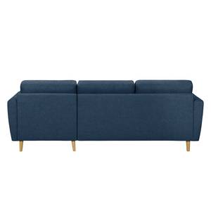 Ecksofa SOLA mit Longchair Webstoff Luba: Jeansblau - Longchair davorstehend rechts - Mit Schlaffunktion