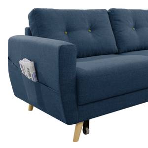 Divano angolare SOLA con chaise longue Tessuto Luba: blu jeans - Longchair preimpostata a destra - Funzione letto