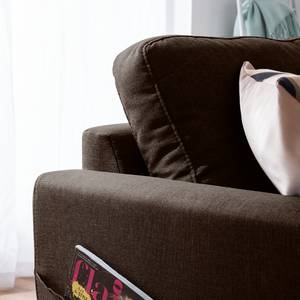 Ecksofa SOLA mit Longchair Webstoff Luba: Dunkelbraun - Longchair davorstehend rechts - Ohne Schlaffunktion