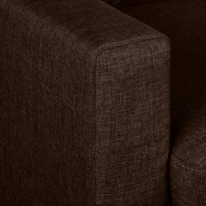 Canapé d’angle SOLA Tissage à plat - Tissu Luba: Marron foncé - Méridienne courte à droite (vue de face) - Sans fonction couchage