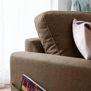 Ecksofa SOLA mit Longchair Webstoff Luba: Hellbraun - Longchair davorstehend rechts - Ohne Schlaffunktion