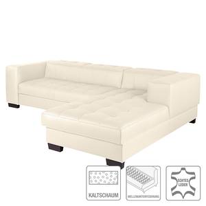 Ecksofa Soliera (mit Schlaffunktion) Echtleder - Beige - Longchair davorstehend rechts - Relaxfunktion