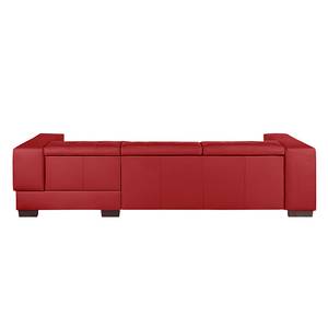 Ecksofa Soliera (mit Schlaffunktion) Echtleder - Rot - Longchair davorstehend rechts - Relaxfunktion