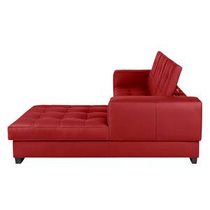 Ecksofa Soliera (mit Schlaffunktion) Echtleder - Rot - Longchair davorstehend rechts - Relaxfunktion