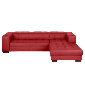 Ecksofa Soliera (mit Schlaffunktion) Echtleder - Rot - Longchair davorstehend rechts - Relaxfunktion