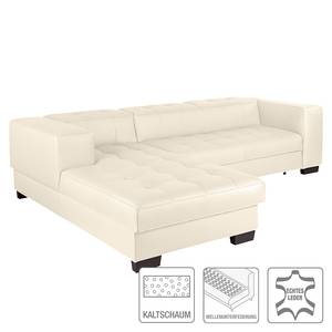 Ecksofa Soliera (mit Schlaffunktion) Echtleder - Beige - Longchair davorstehend links - Schlaffunktion